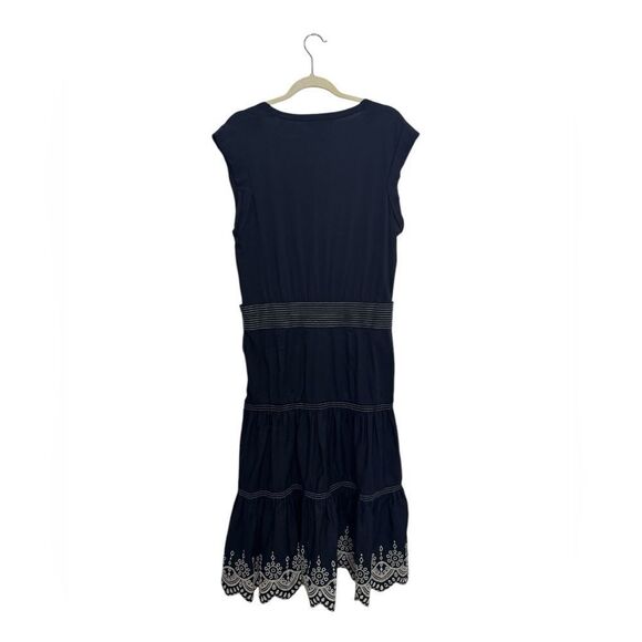 Veronica Beard Navy (Black?) White Midi Dress L XL - Picture 6 of 12